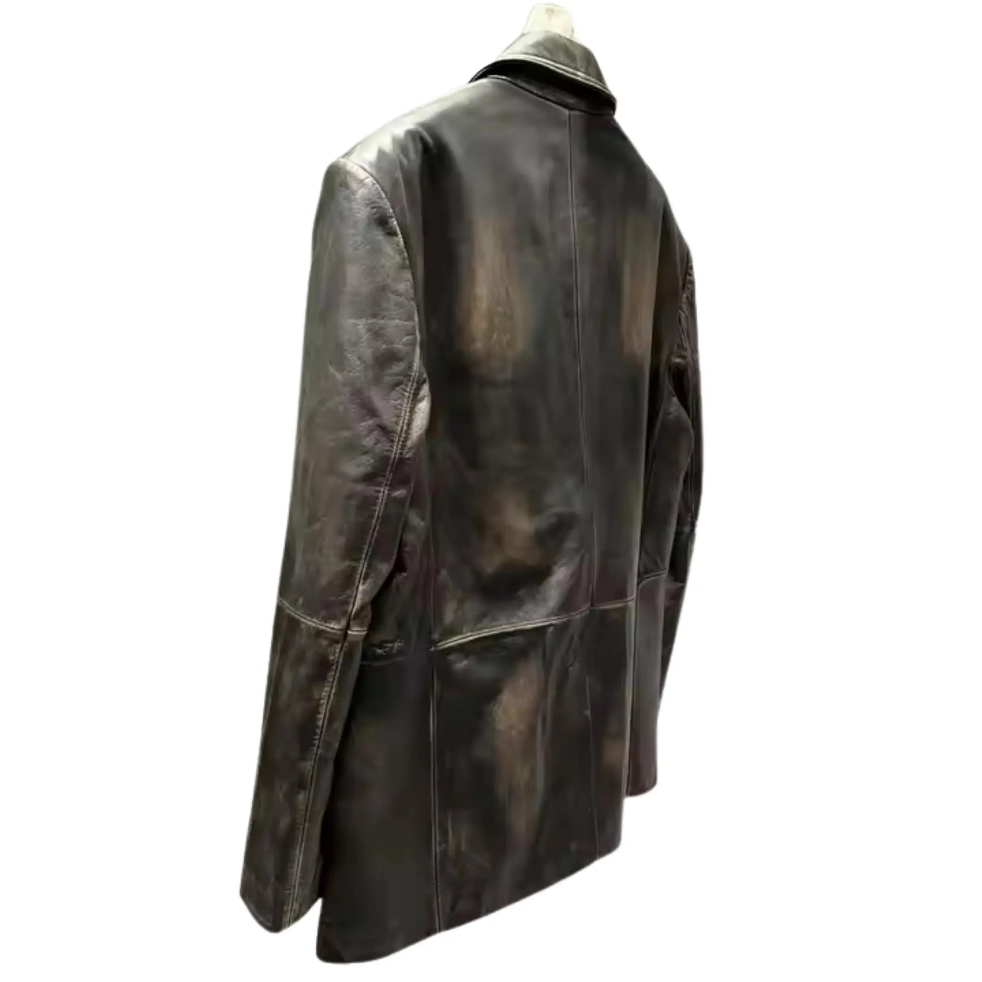 Brown Brushed Leather Blazer - FEASSA