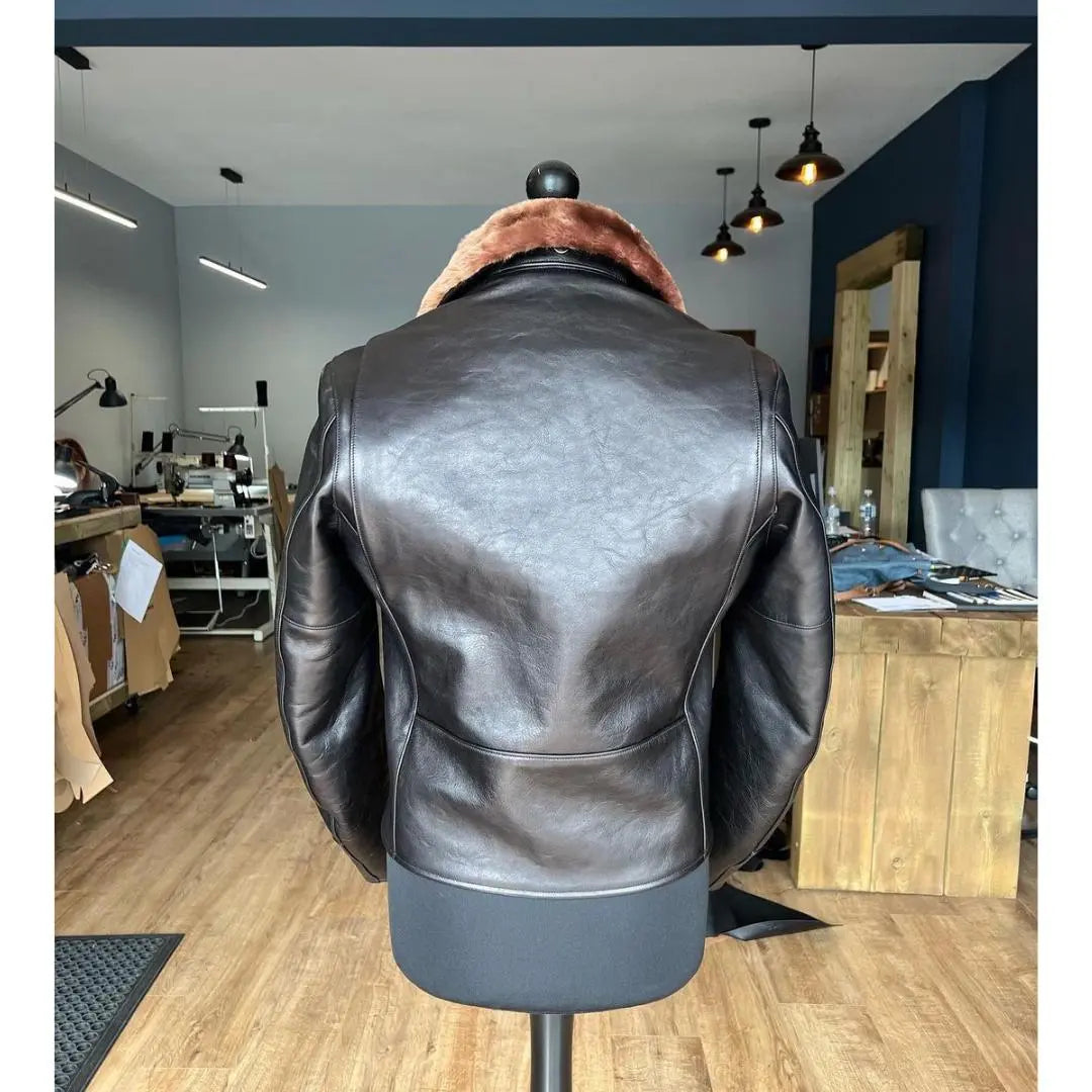 Fur Collar Black Leather Jacket - FEASSA