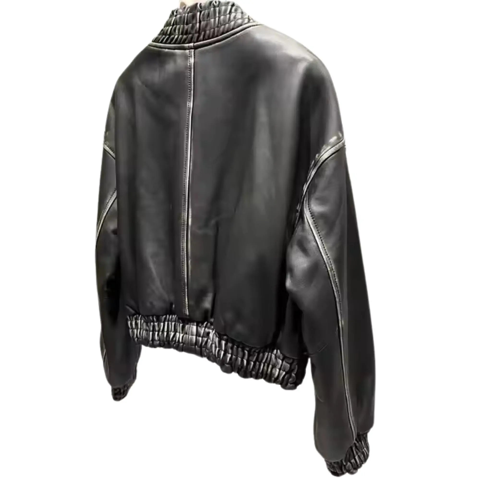 Black Crystal Leather Jacket - FEASSA