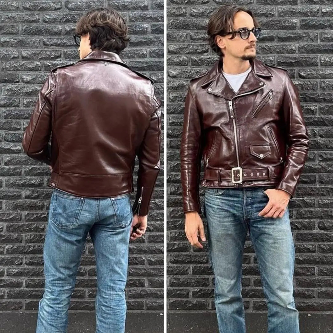 Maroon Biker leather jacket - FEASSA