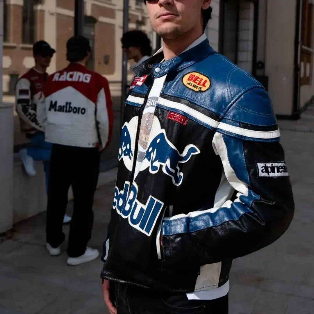Redbull Racing Leather Jacket - Black & Blue - FEASSA