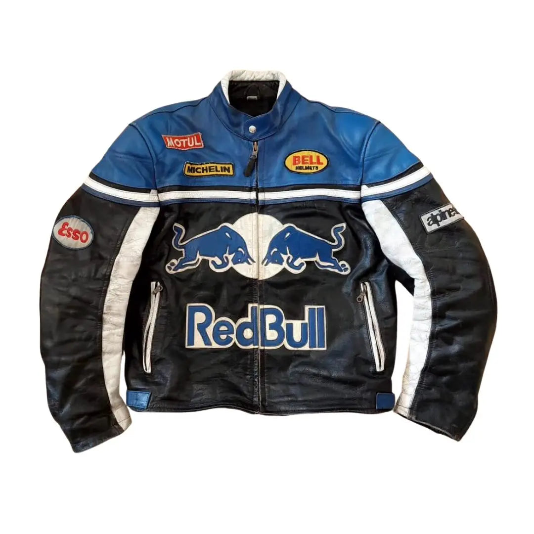 Redbull Racing Leather Jacket - Black & Blue - FEASSA