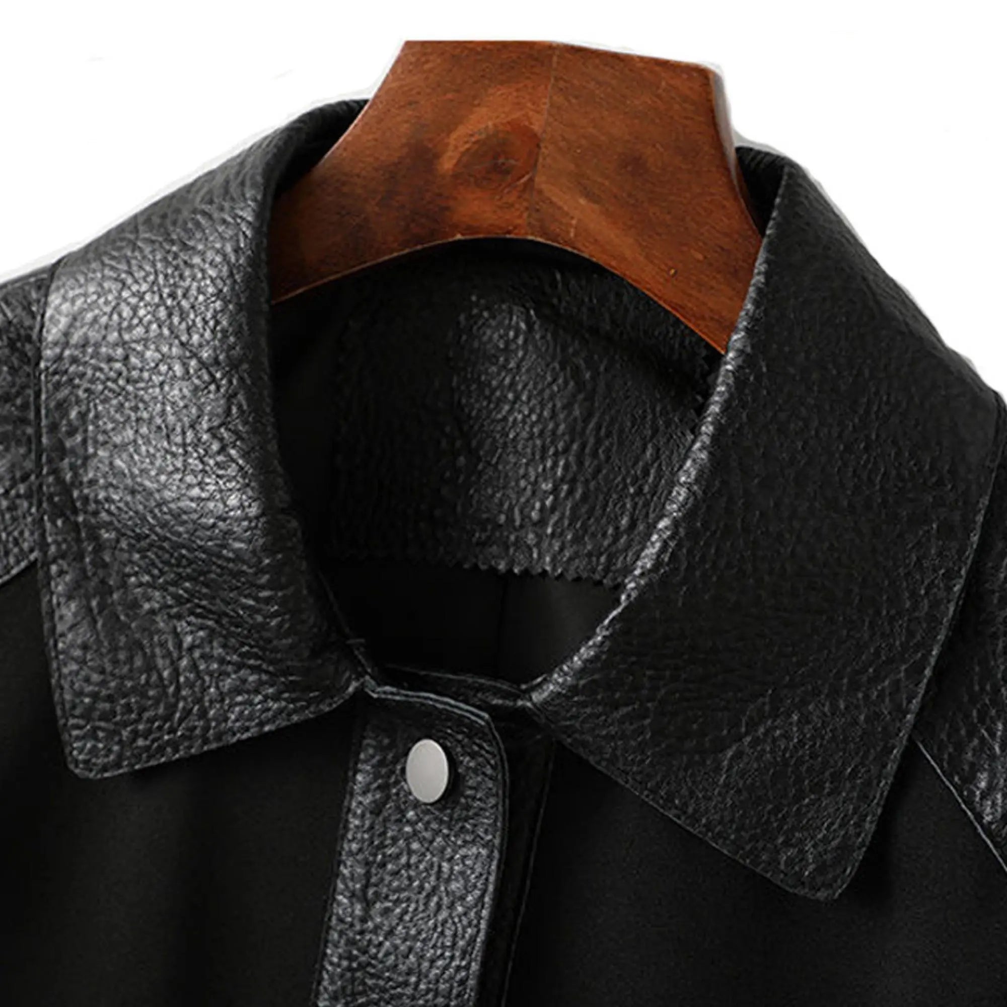 Spliced Jaqueta Couro Feminina Leather Jacket - FEASSA