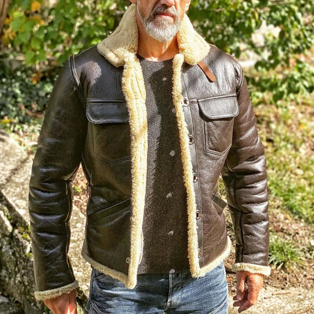 Bomber Shearling Leather Jacket - FEASSA