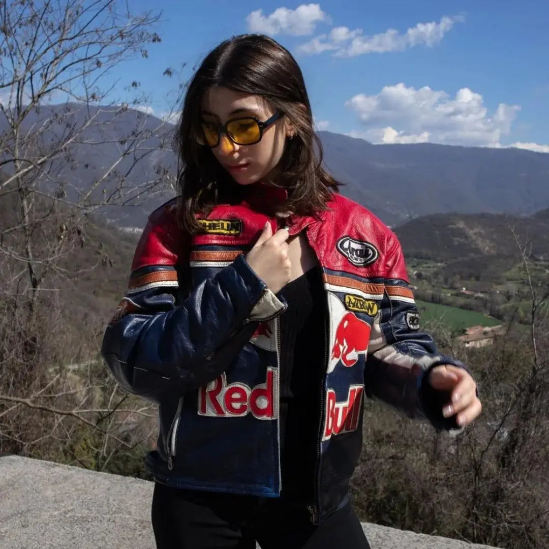 Redbull Racing Leather Jacket - Black & Red - FEASSA