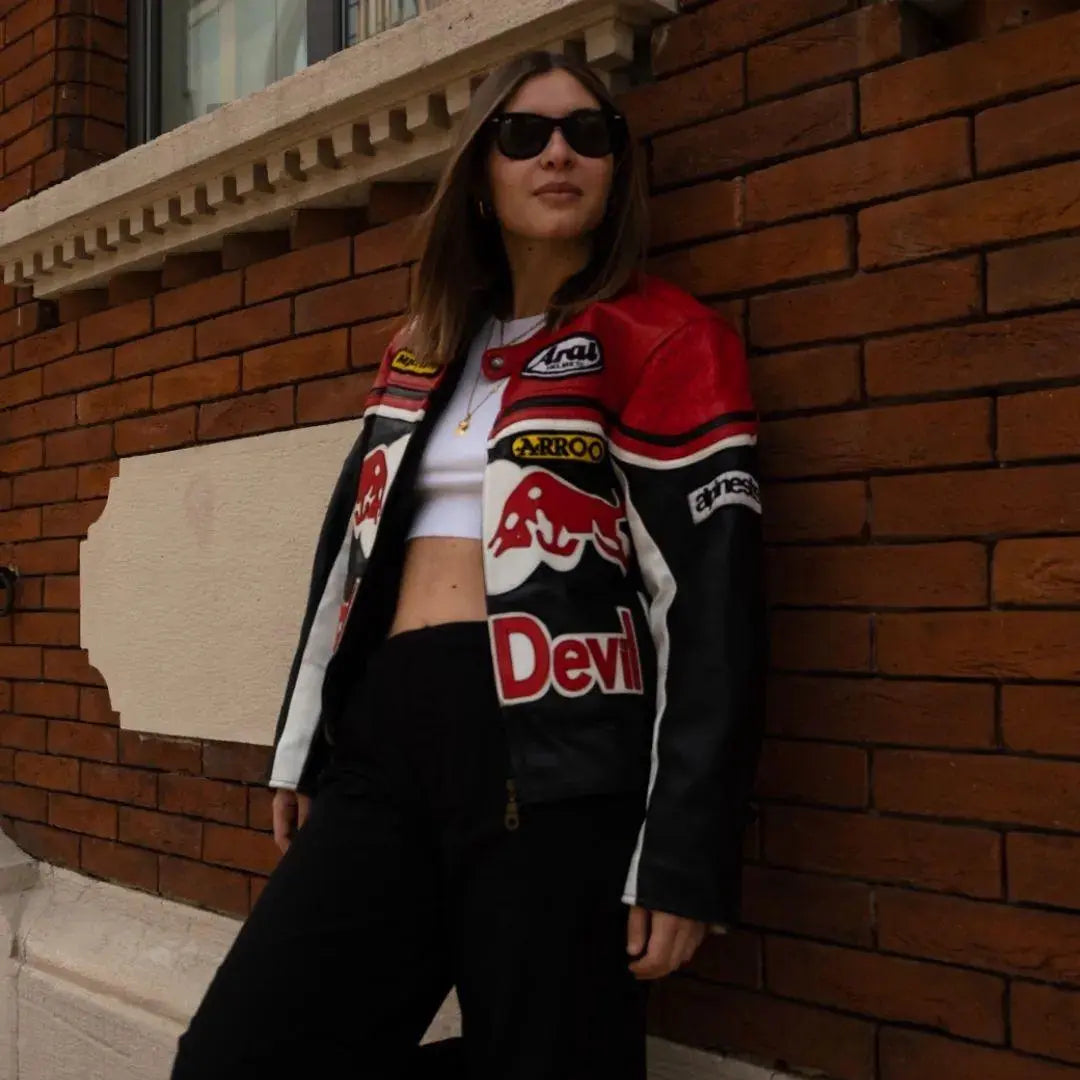 Redbull Racing Leather Jacket - Black & Red - FEASSA