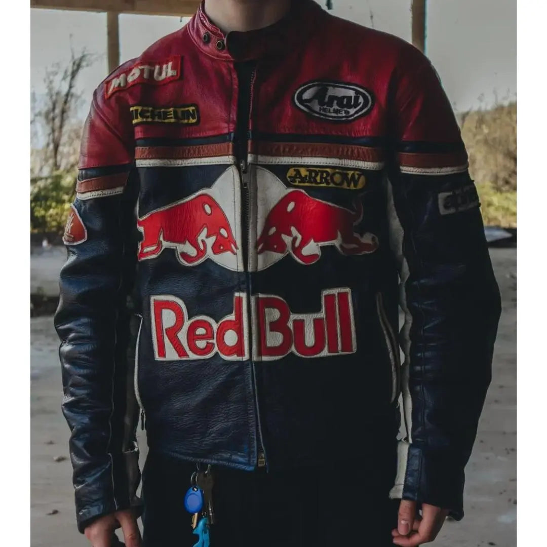 Redbull Racing Leather Jacket - Black & Red - FEASSA