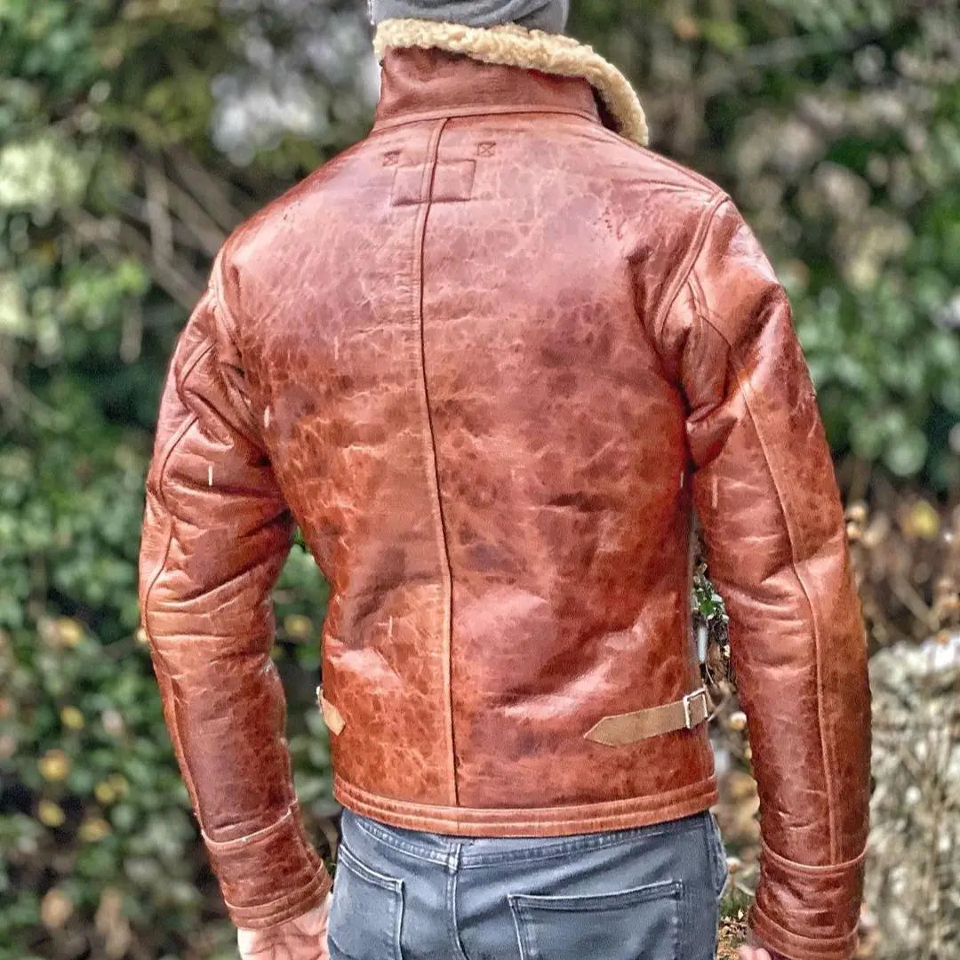 Crunch Brown Shearling Leather Jacket - FEASSA