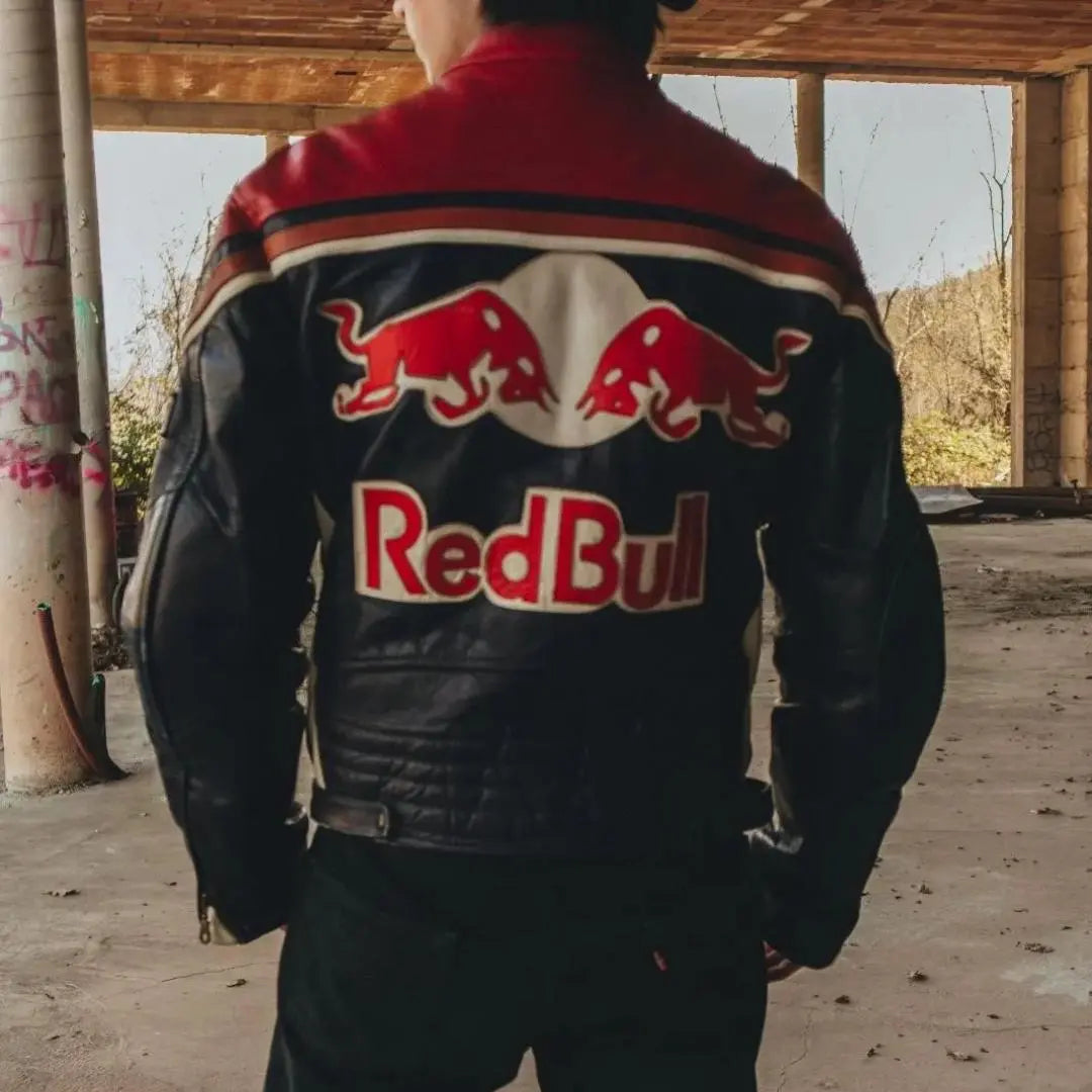 Redbull Racing Leather Jacket - Black & Red - FEASSA