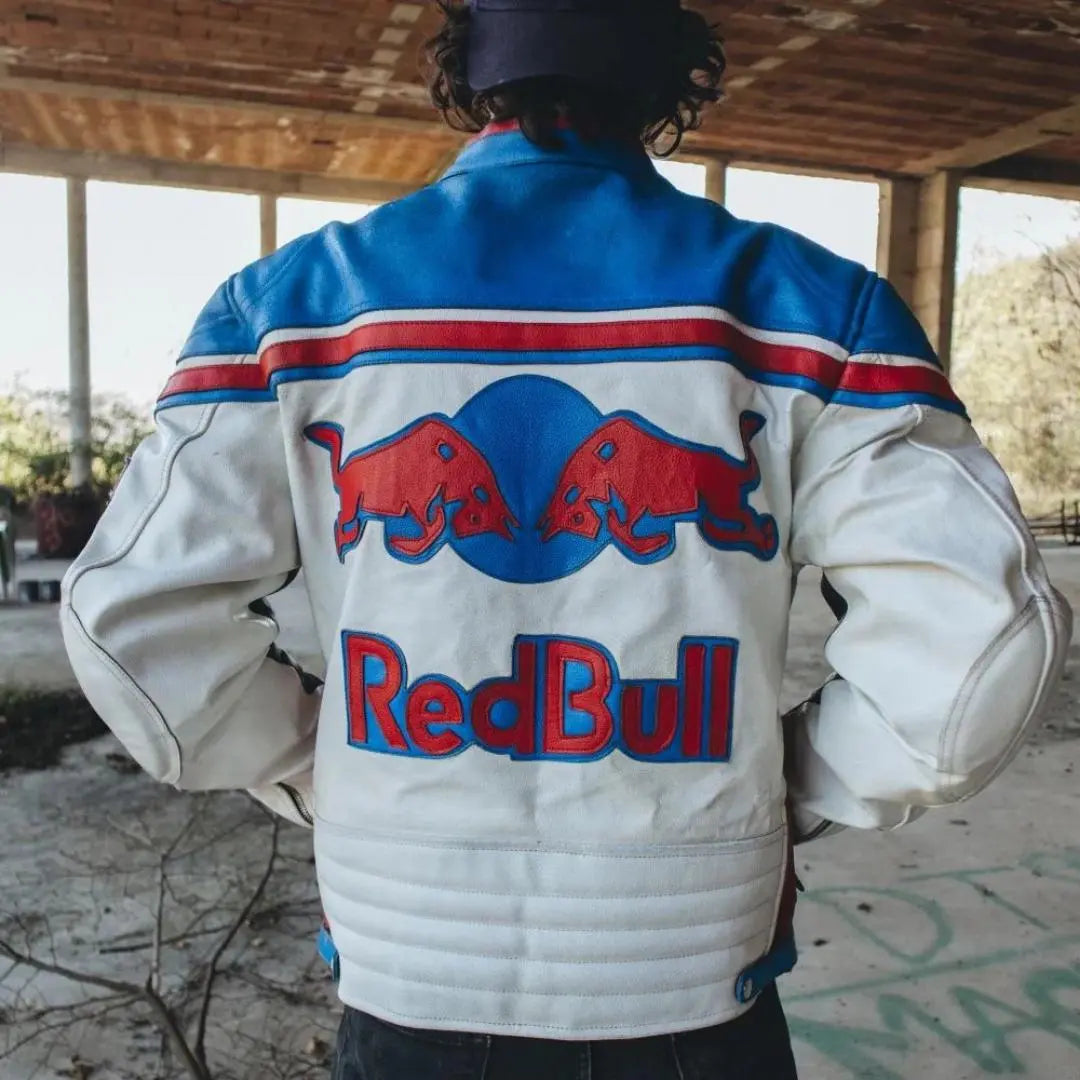 Redbull Leather Jacket - White & Blue - FEASSA