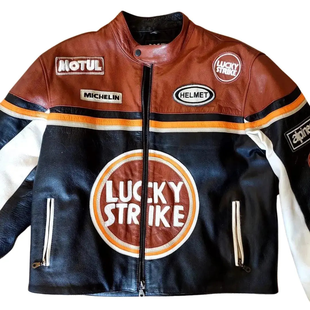 Lucky Strike Leather Jacket - Black & Dark Red - FEASSA
