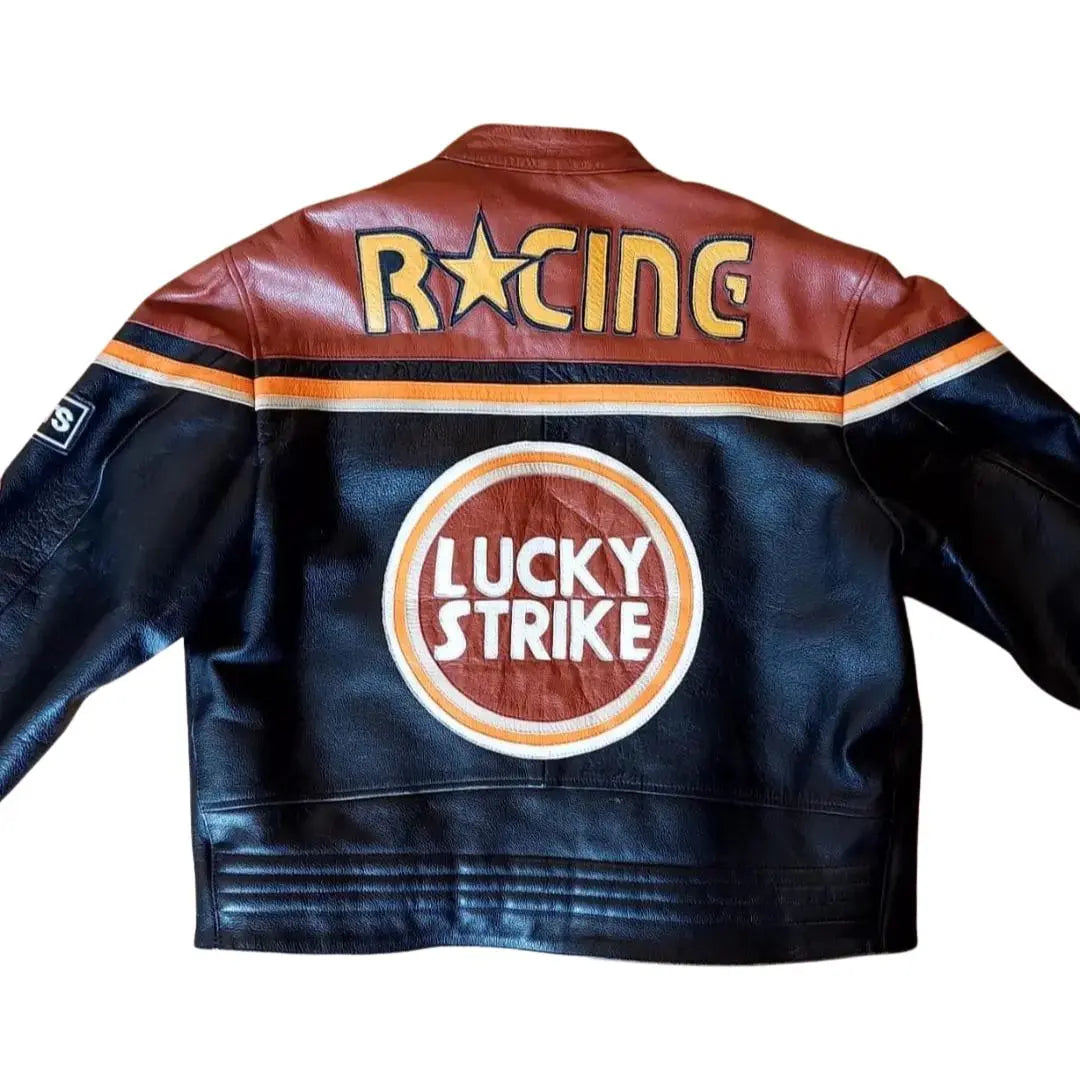 Lucky Strike Leather Jacket - Black & Dark Red - FEASSA