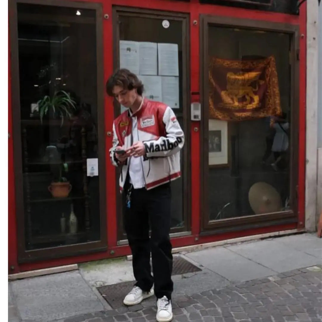 Marlboro Leather Jacket - Red & White - FEASSA