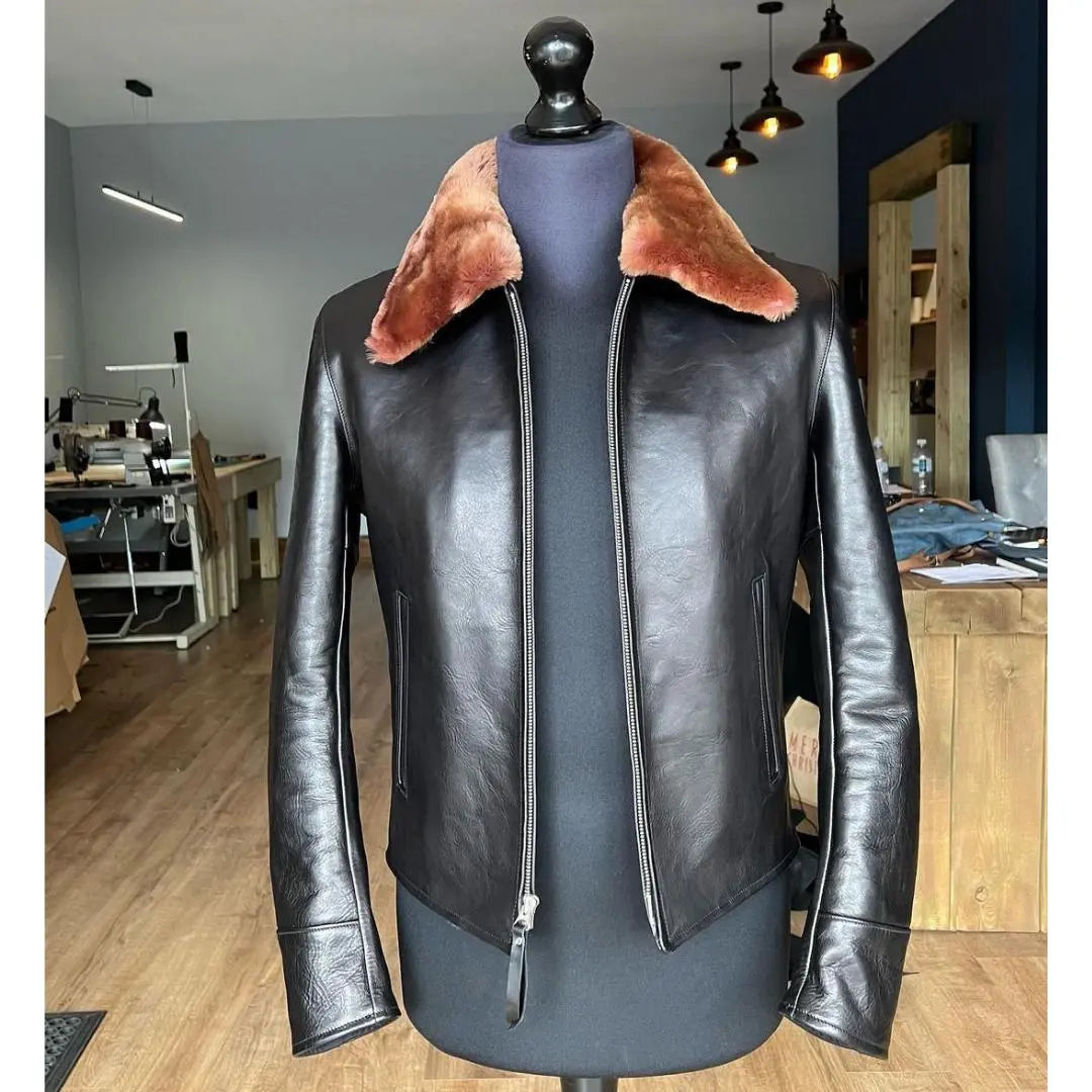 Fur Collar Black Leather Jacket - FEASSA