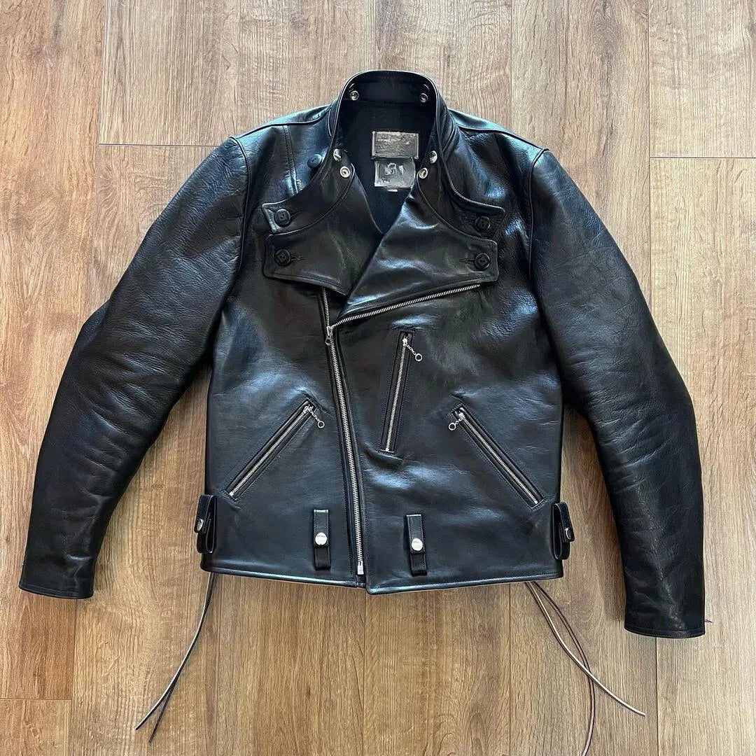 Back Laces Black Leather Jacket - FEASSA