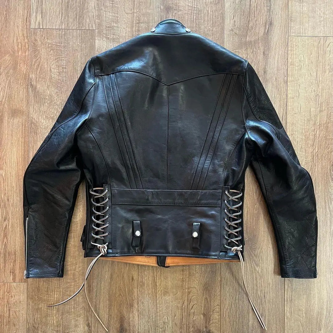 Back Laces Black Leather Jacket - FEASSA