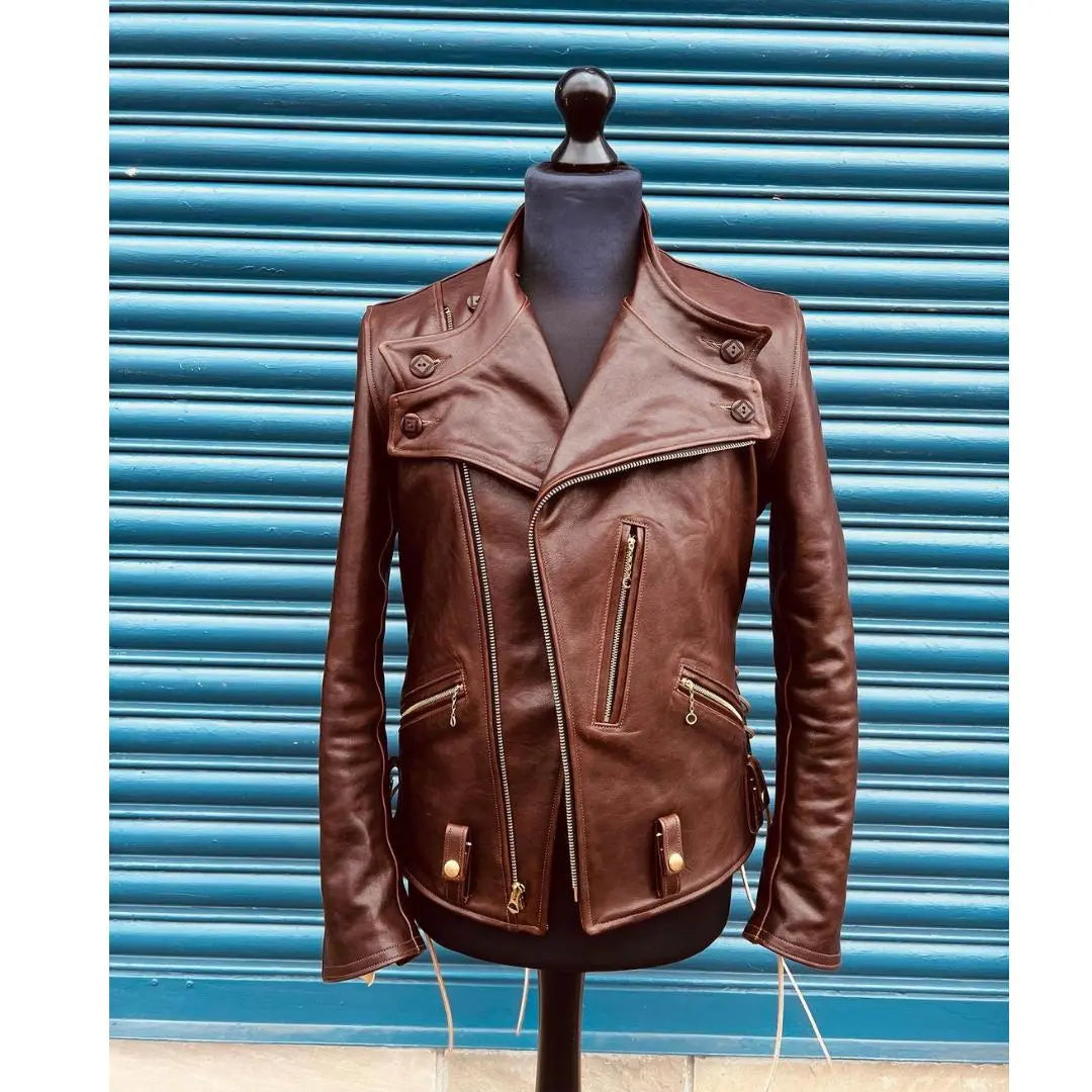 Back Laces Brown Leather Jacket - FEASSA