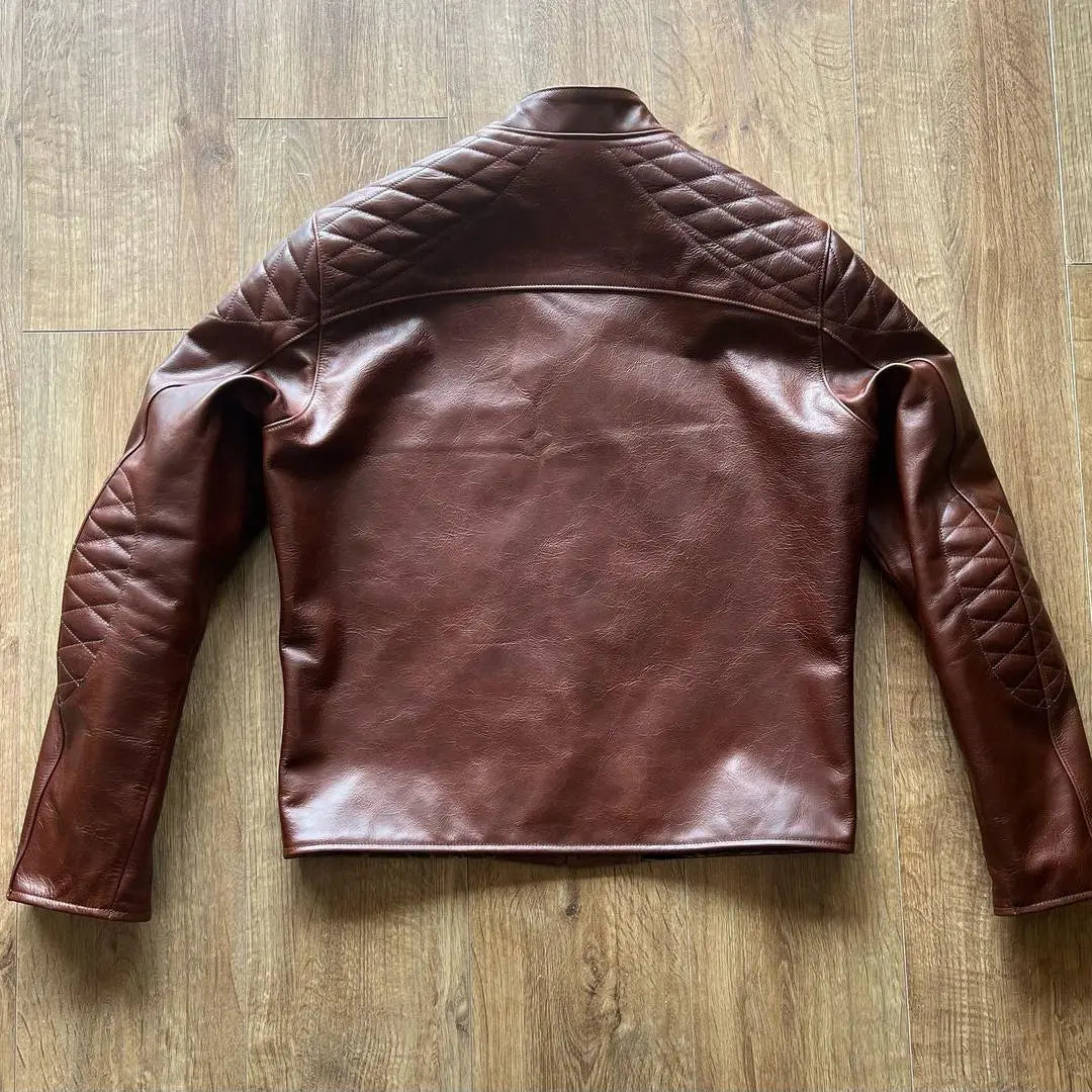 Quilted shoulder cafe racer leather jacket - FEASSA