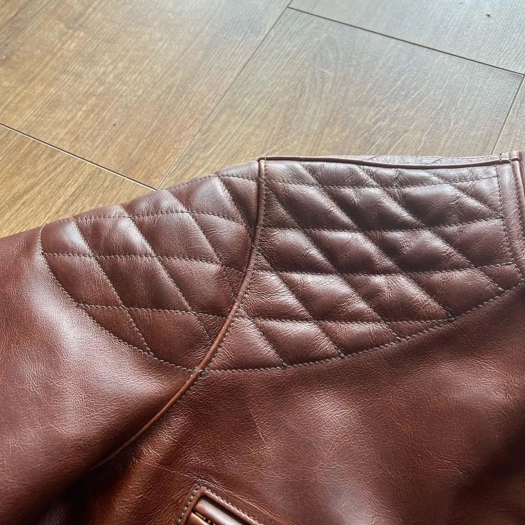 Quilted shoulder cafe racer leather jacket - FEASSA