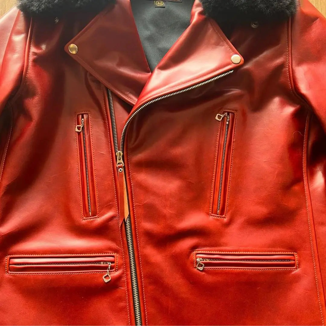 Detachable Collar Red leather jacket - FEASSA