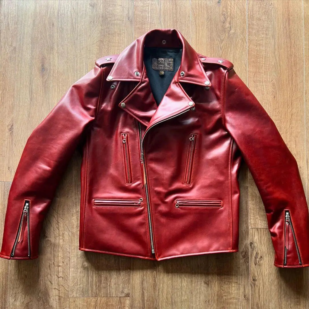 Detachable Collar Red leather jacket - FEASSA