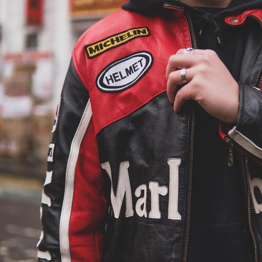 Marlboro Leather Jacket - Red & Black- FEASSA