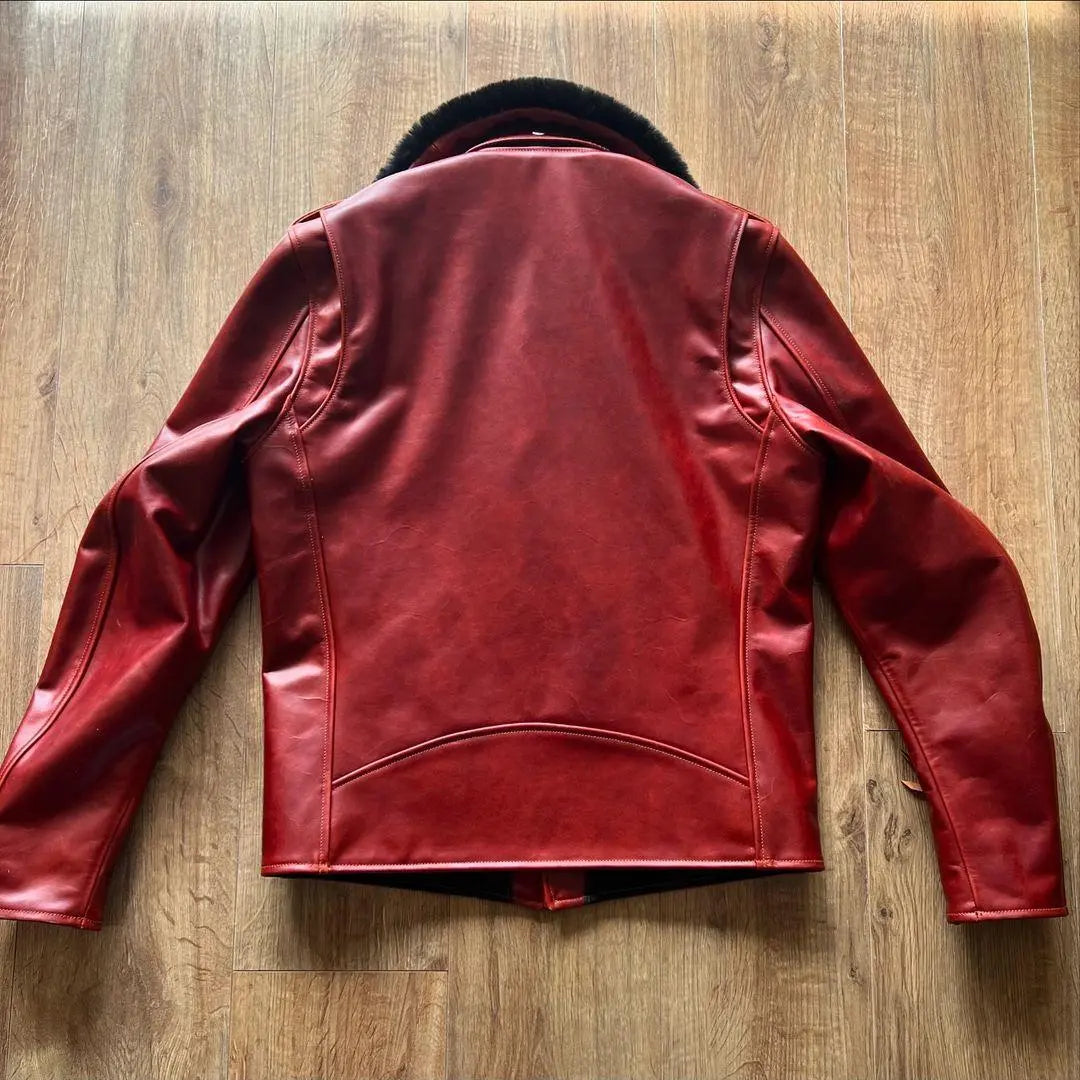 Detachable Collar Red leather jacket - FEASSA