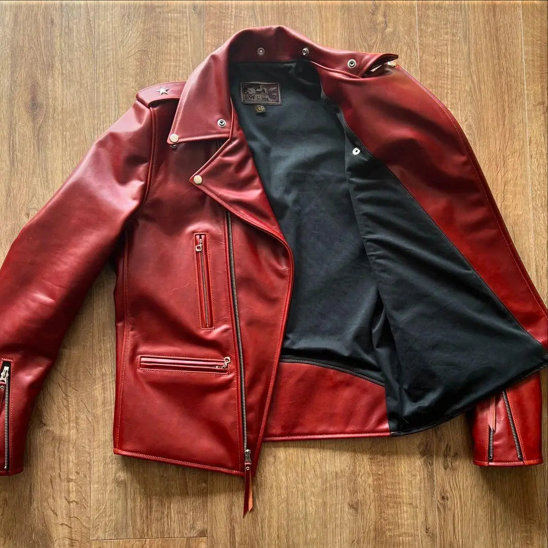 Detachable Collar Red leather jacket - FEASSA