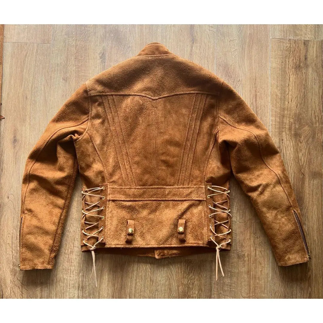 Back Laces Suede Leather Jacket - FEASSA