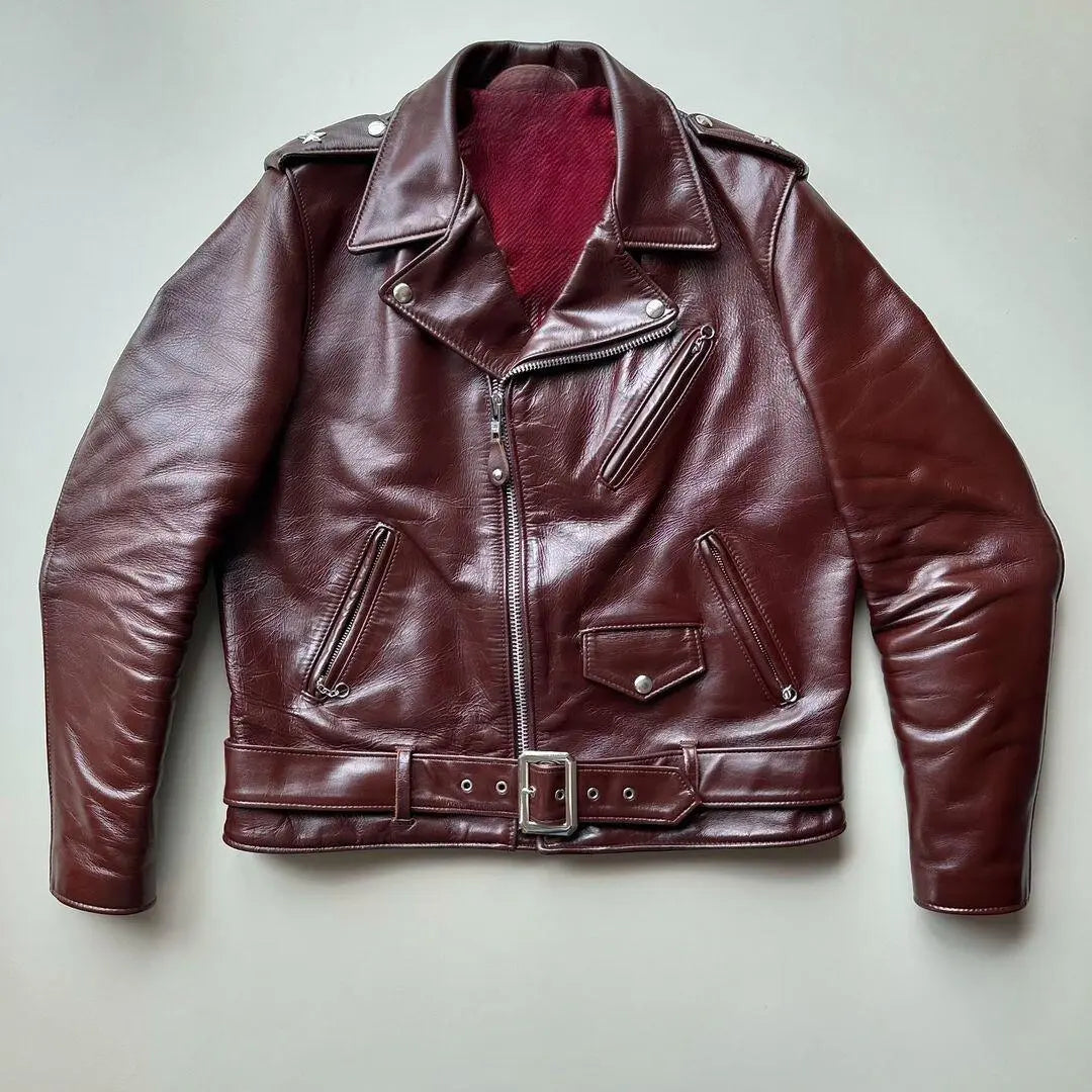 Maroon Biker leather jacket - FEASSA