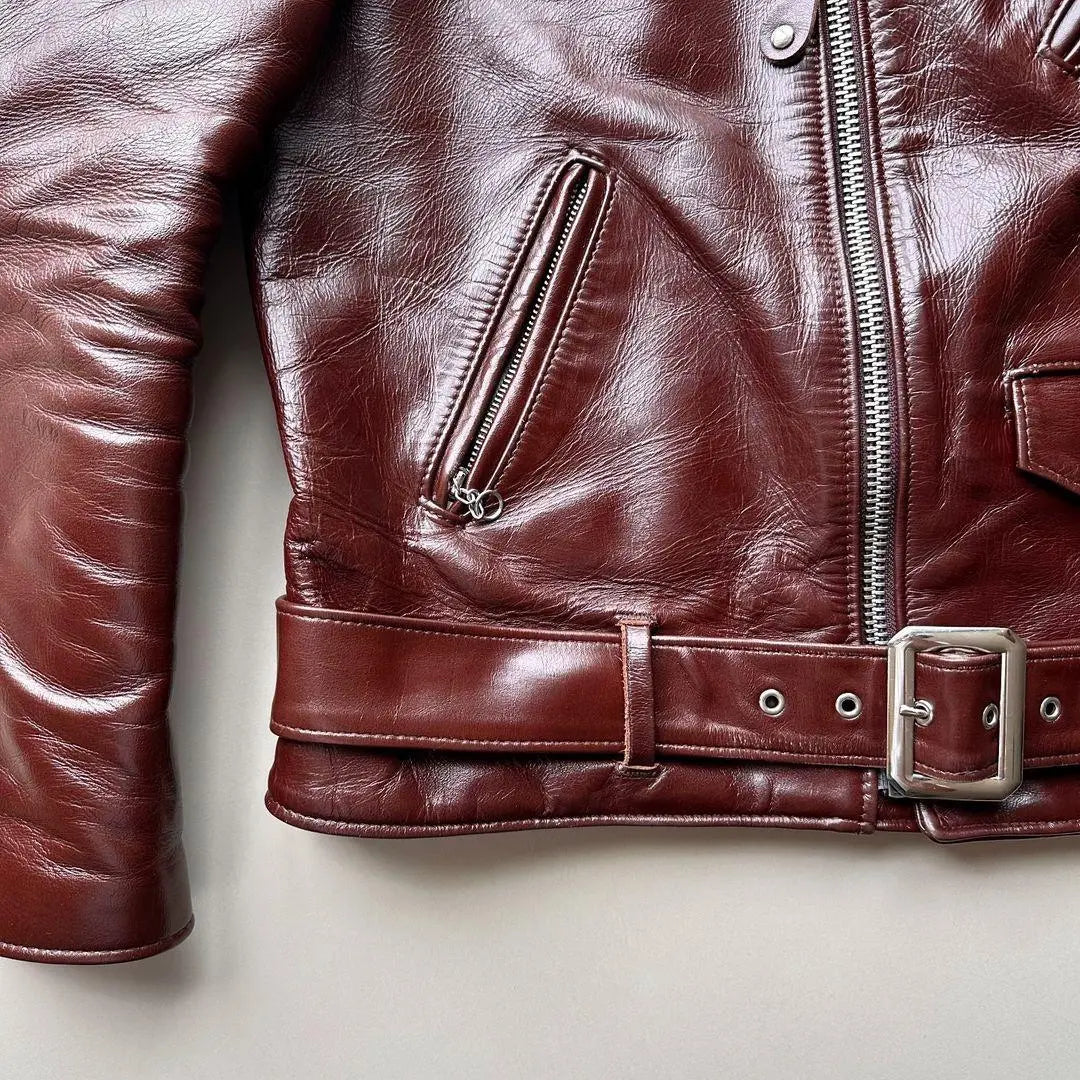 Maroon Biker leather jacket - FEASSA