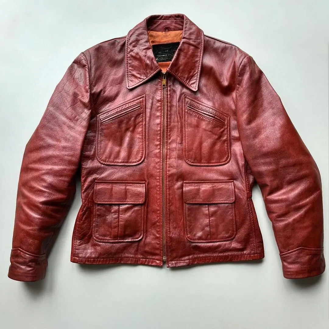 Vintage Reddish Brown Leather Jacket - FEASSA