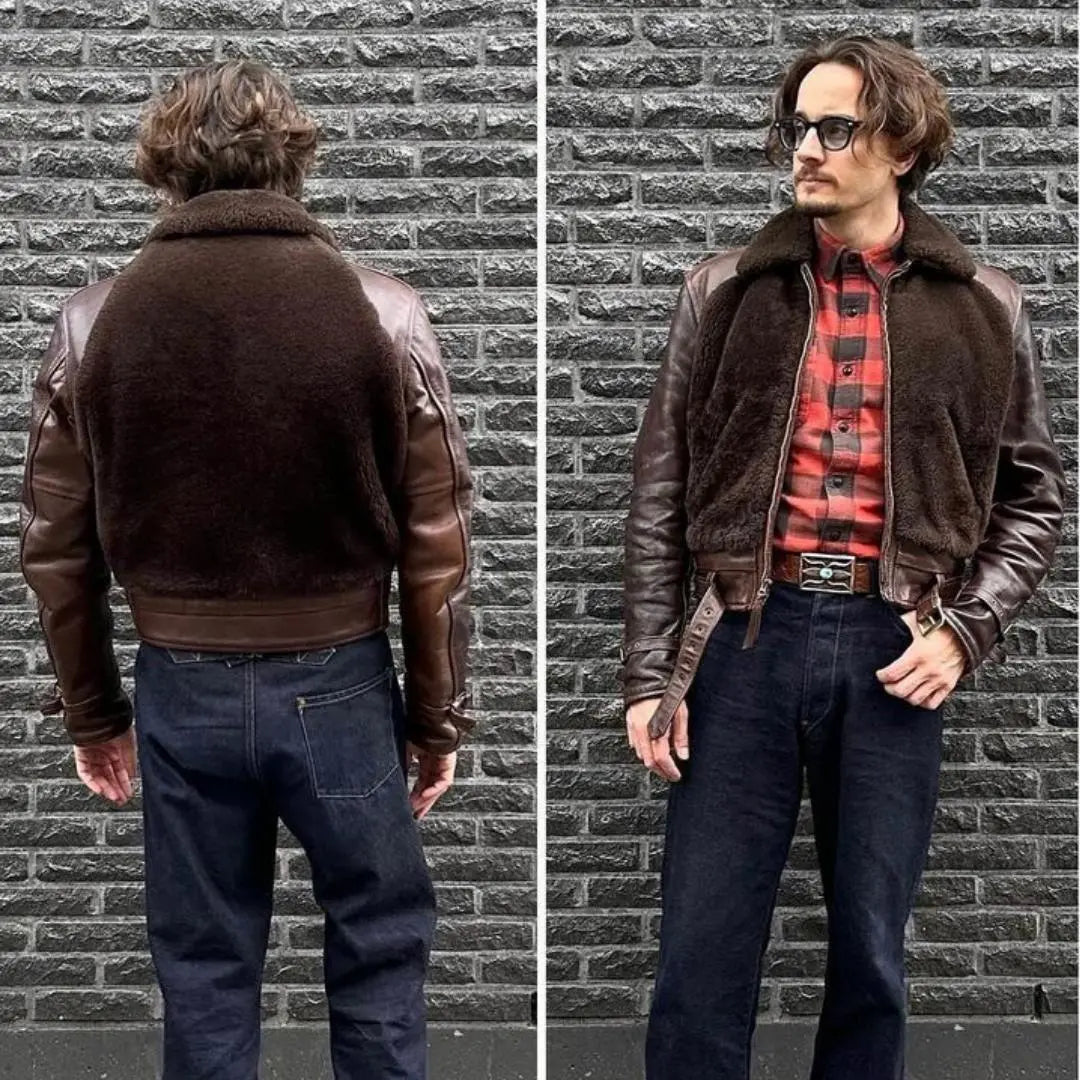 Brown Grizzly leather jacket - FEASSA