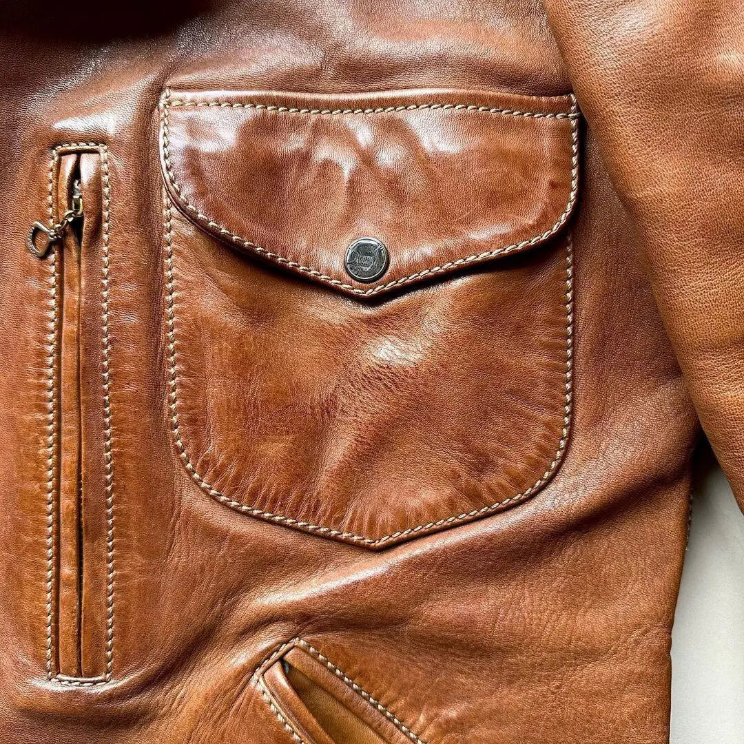 Aviator Brown Leather Jacket - FEASSA