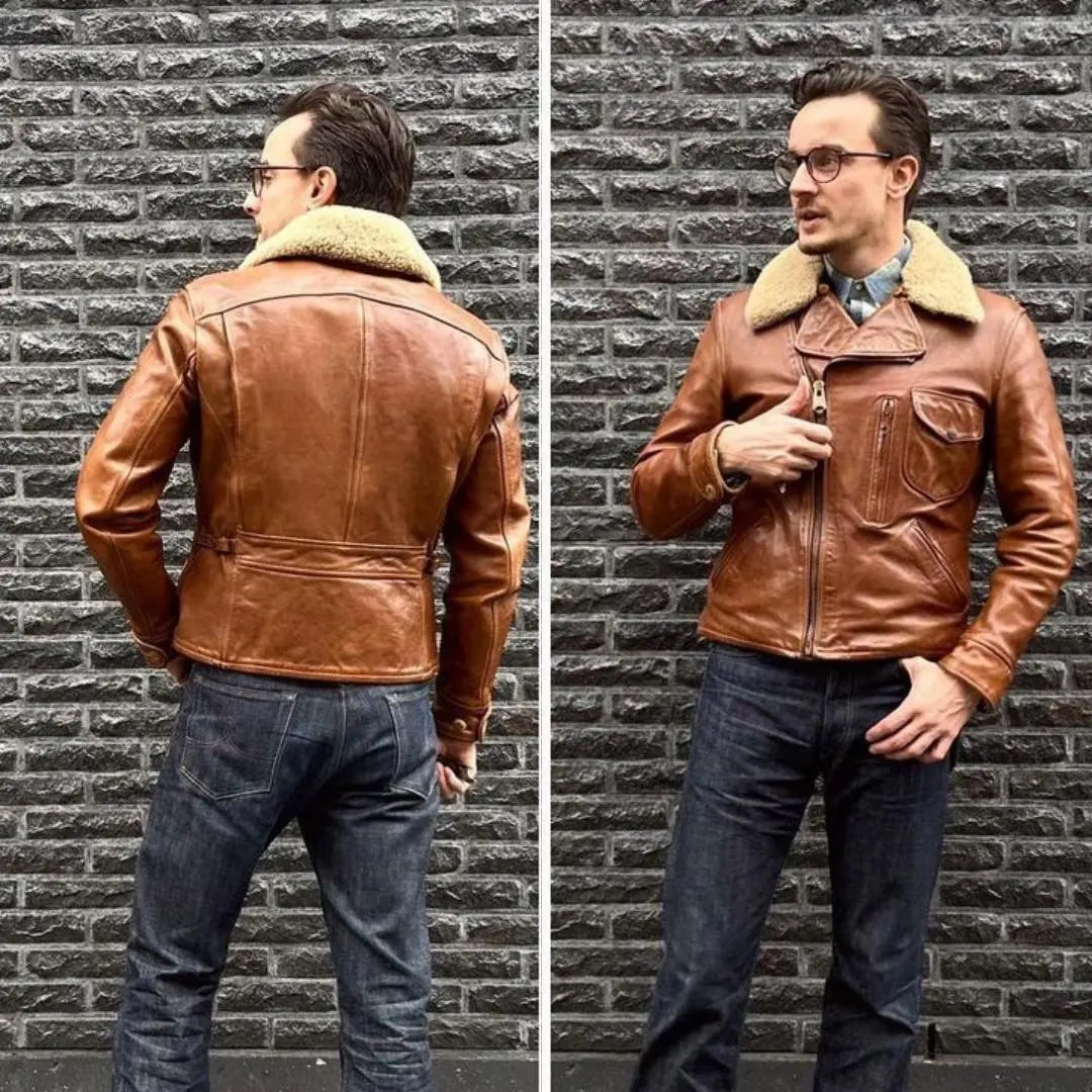 Aviator Brown Leather Jacket - FEASSA