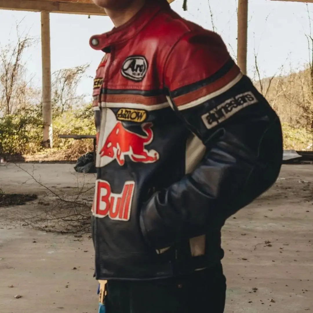 Redbull Racing Leather Jacket - Black & Red - FEASSA