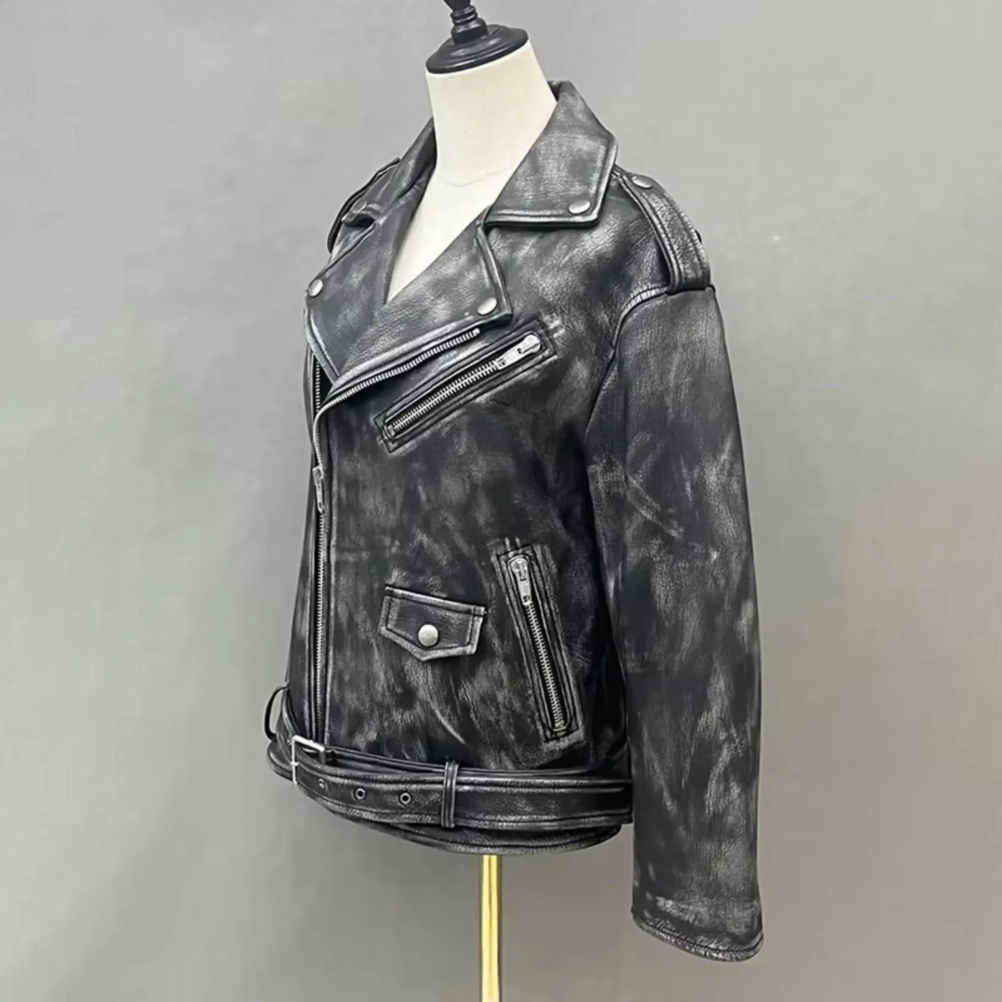 Belted CheckBoard Leather Jacket (Copy) - FEASSA