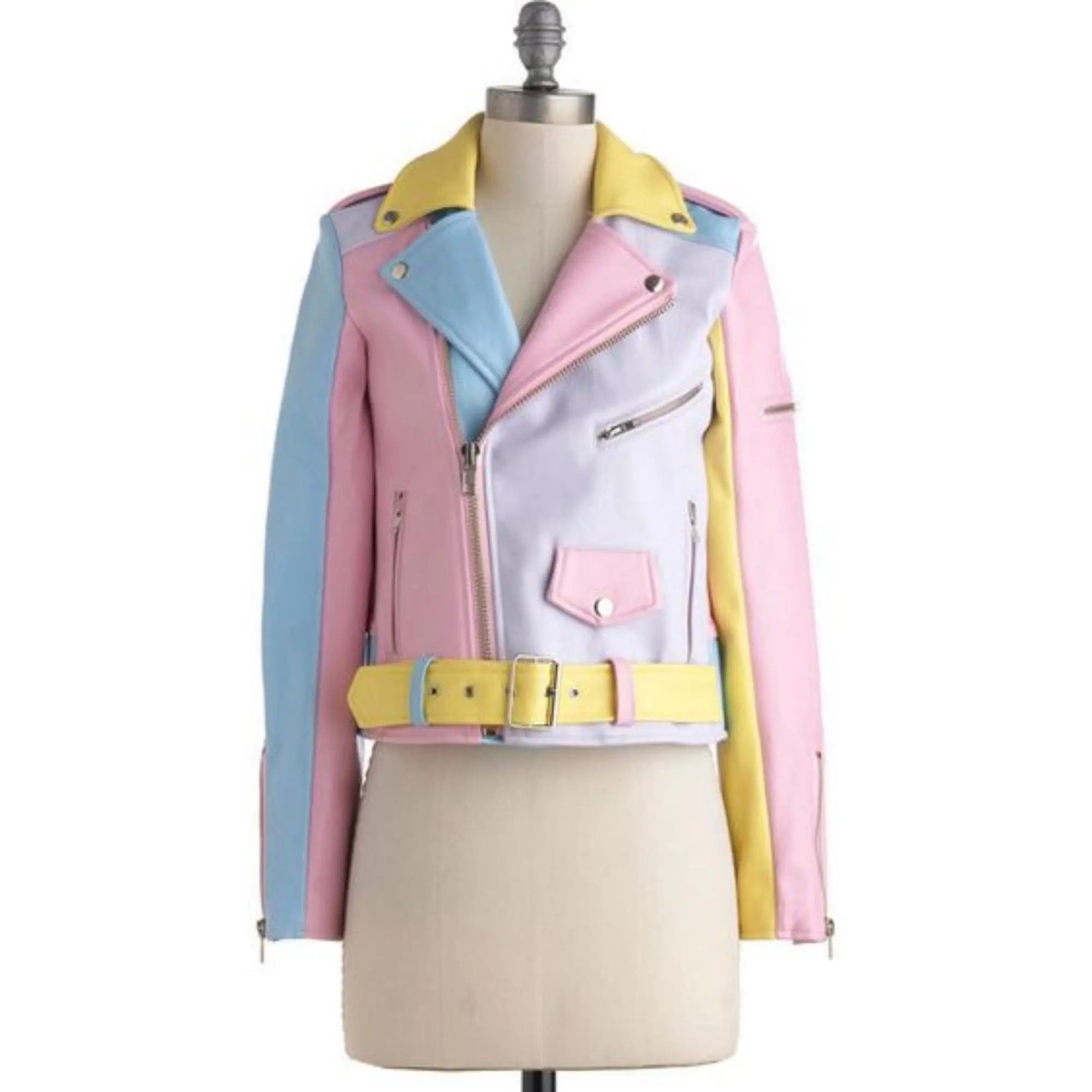 Rainbow Biker Pastel leather jacket - FEASSA