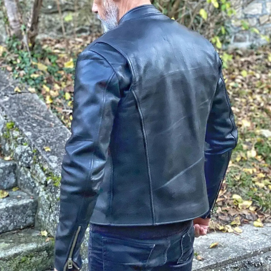 Cafe Racer Black Leather Jacket - FEASSA