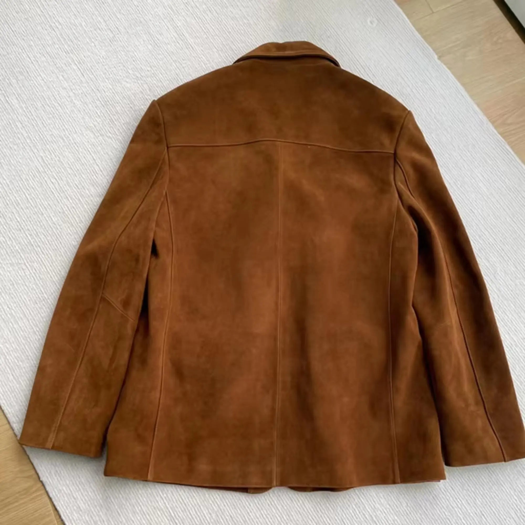 Brown Suede Leather Coat - FEASSA