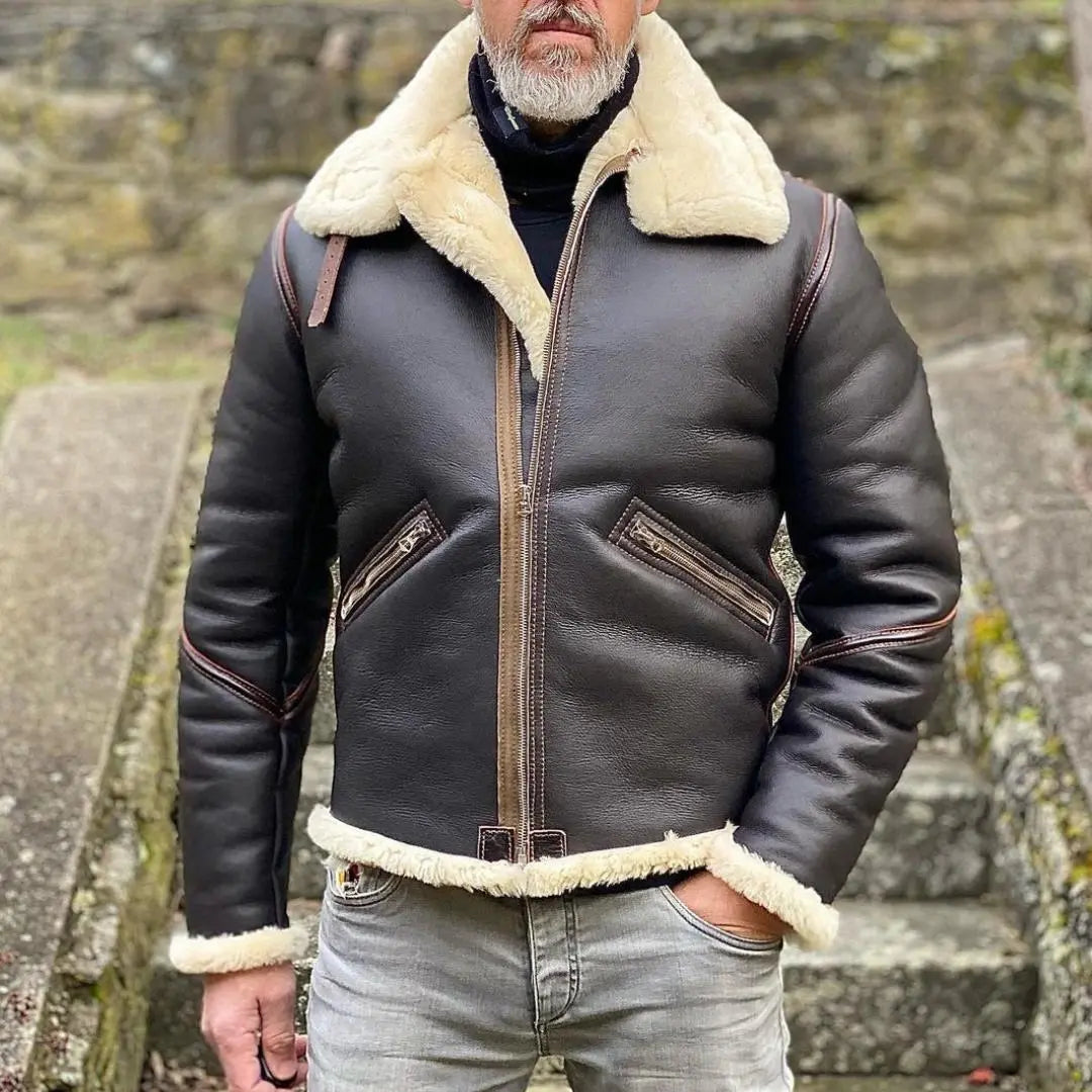 Classic Shearling Leather Jacket - FEASSA