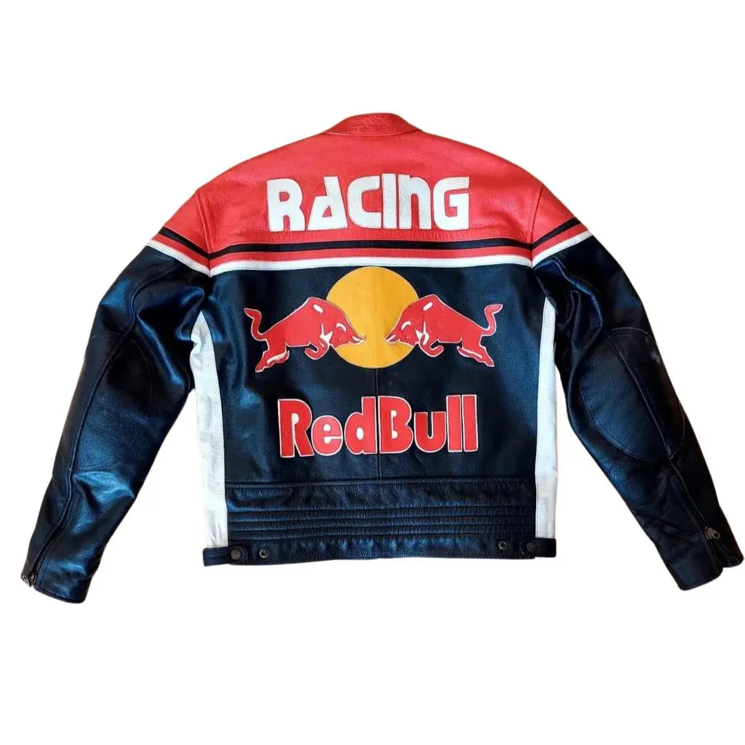 Redbull Leather Jacket - Red & Black (Yellow Logo) - FEASSA