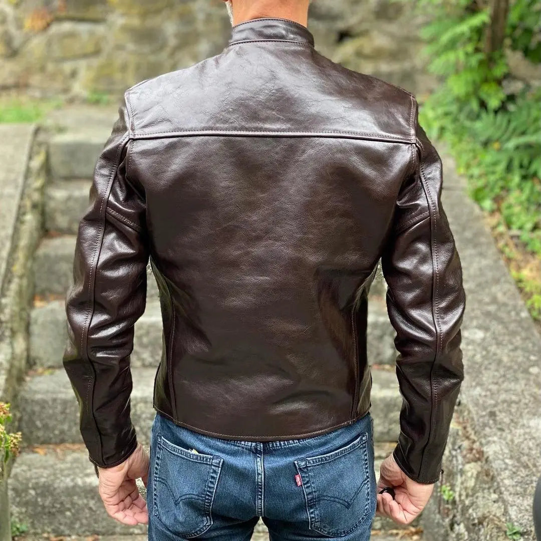 Cafe Racer Brown Leather Jacket - FEASSA