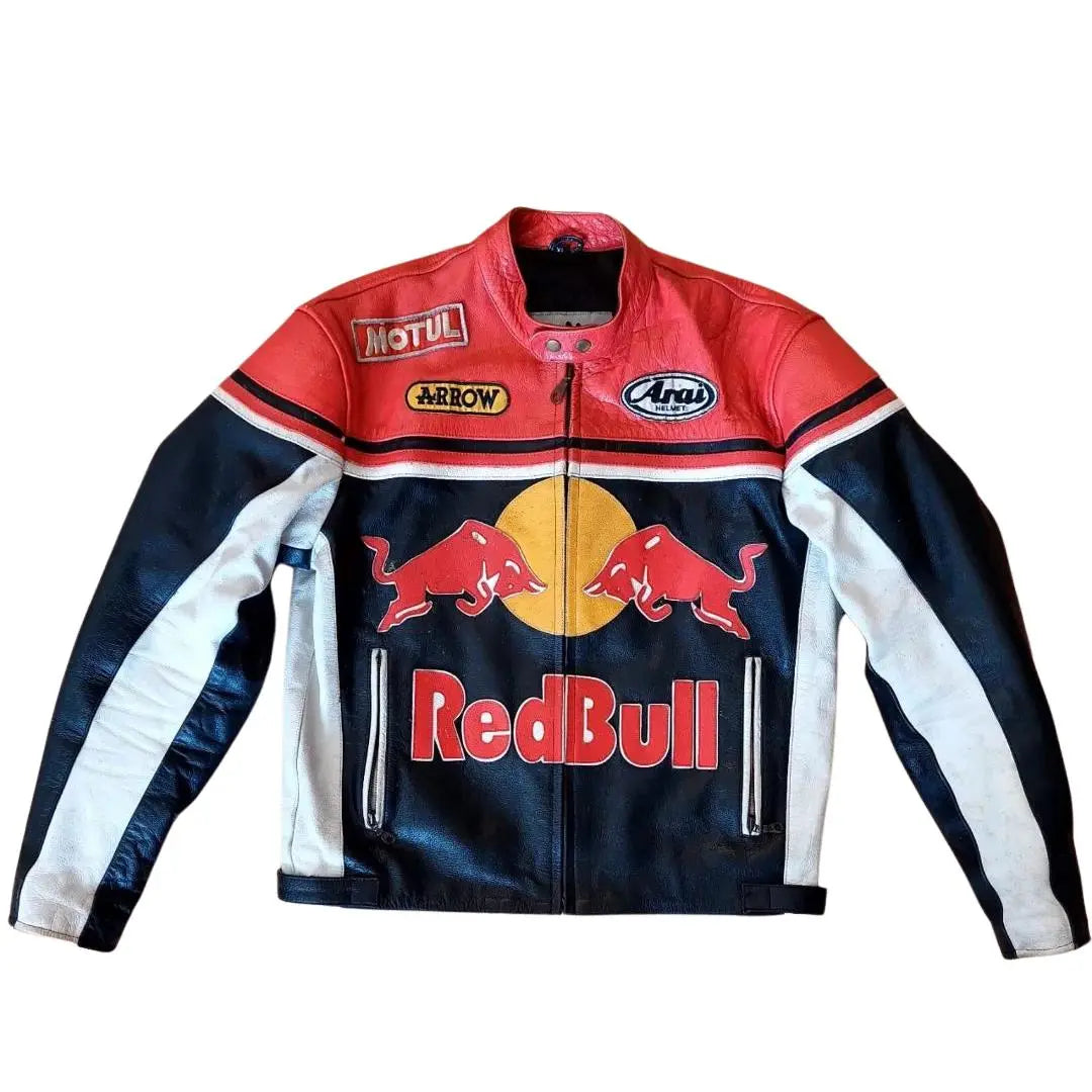 Redbull Leather Jacket - Red & Black (Yellow Logo) - FEASSA