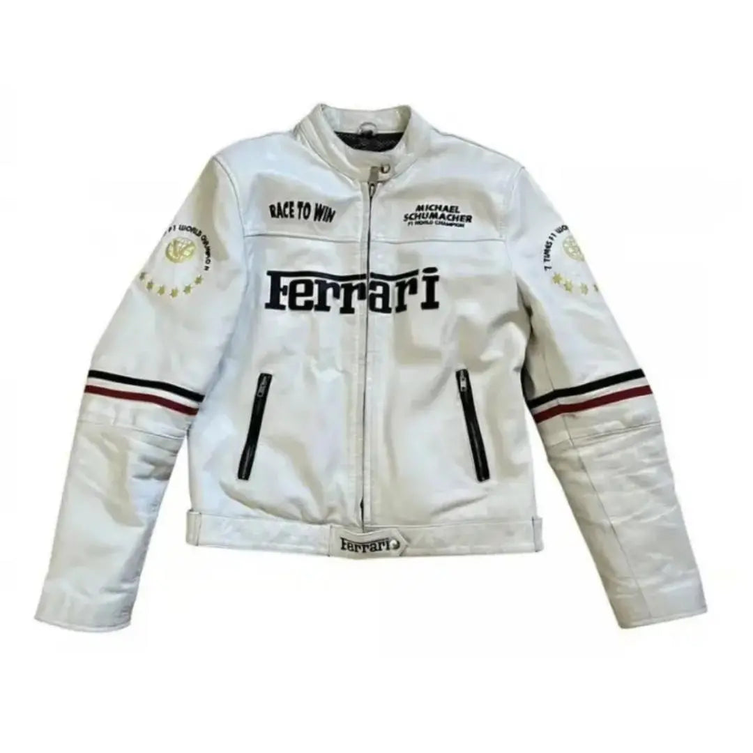 Ferrari White Leather Jacket - FEASSA