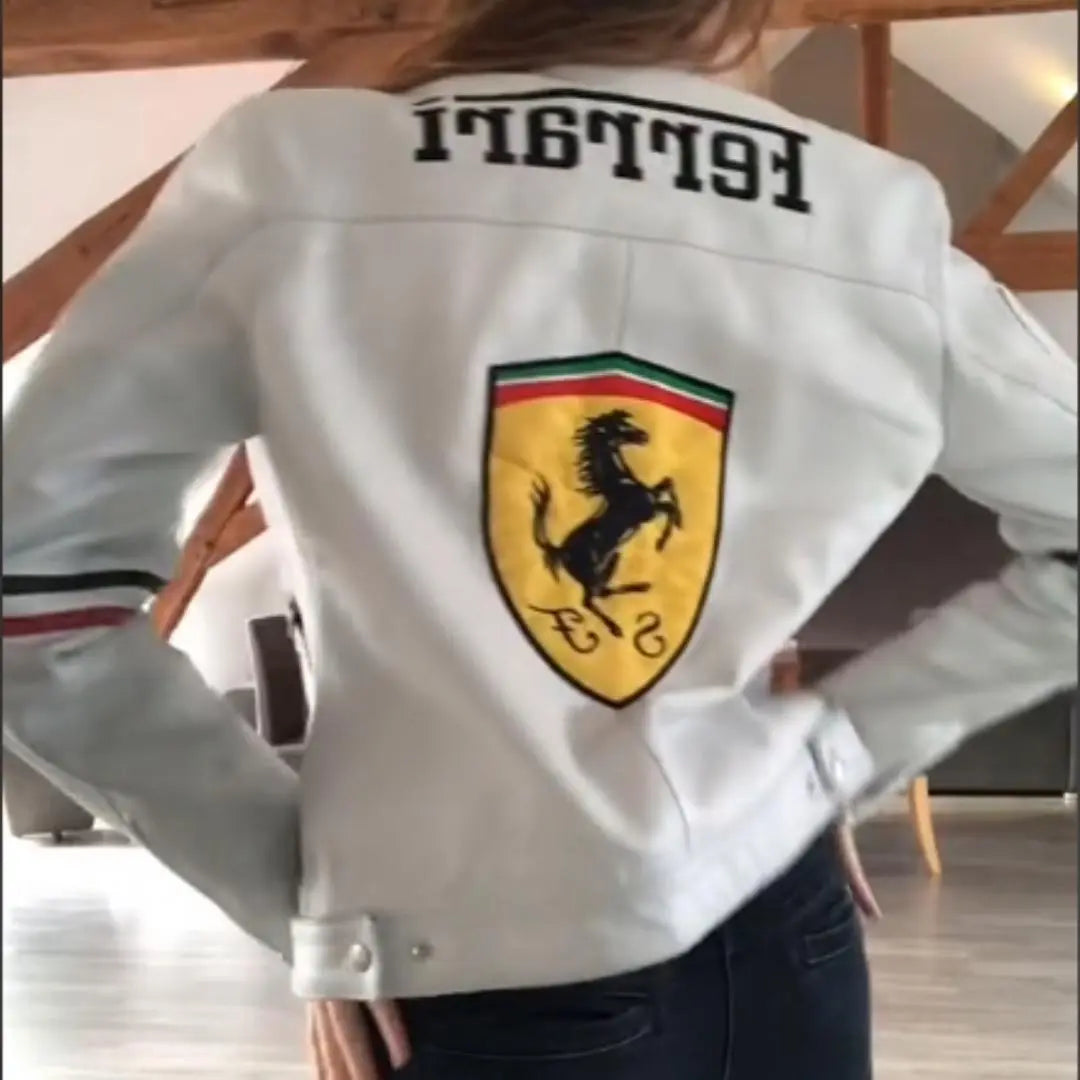 Ferrari White Leather Jacket - FEASSA