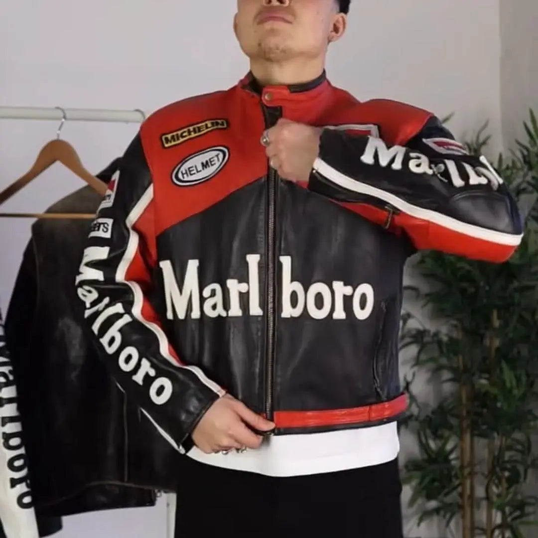 Marlboro Leather Jacket - Red & Black- FEASSA