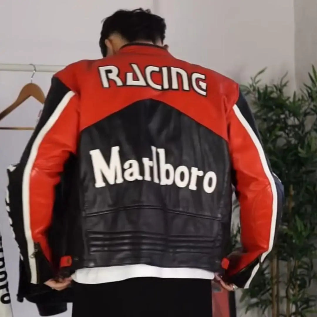 Marlboro Leather Jacket - Red & Black- FEASSA